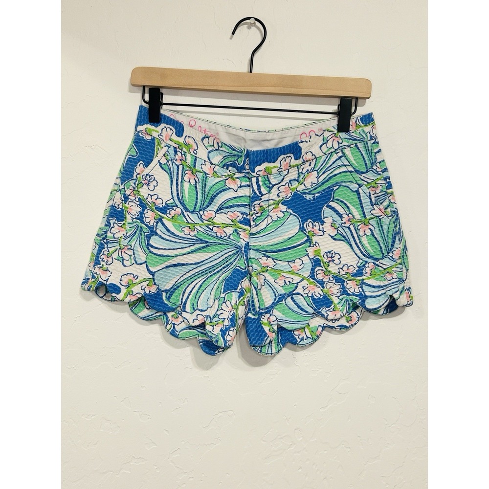 lilly‎ pulitzer shorts Woman's 00 Blue Floral 100% Cotton
